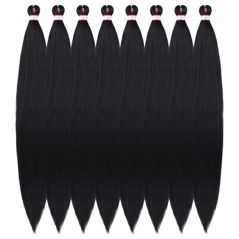Dorsanee Pre Stretched Braiding Hair 8 Packs 48 Inch Natural Black Color Long Professional Hair for Braiding Twist Braids Itch Free Hot Water Setting Yaki Straight Synthetic Hair Extensions 1B