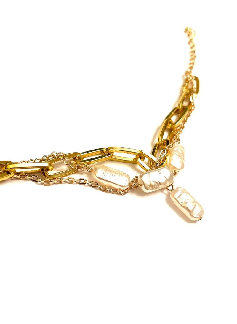 Trio Earrings Chain pearl Bracelet - Image 1