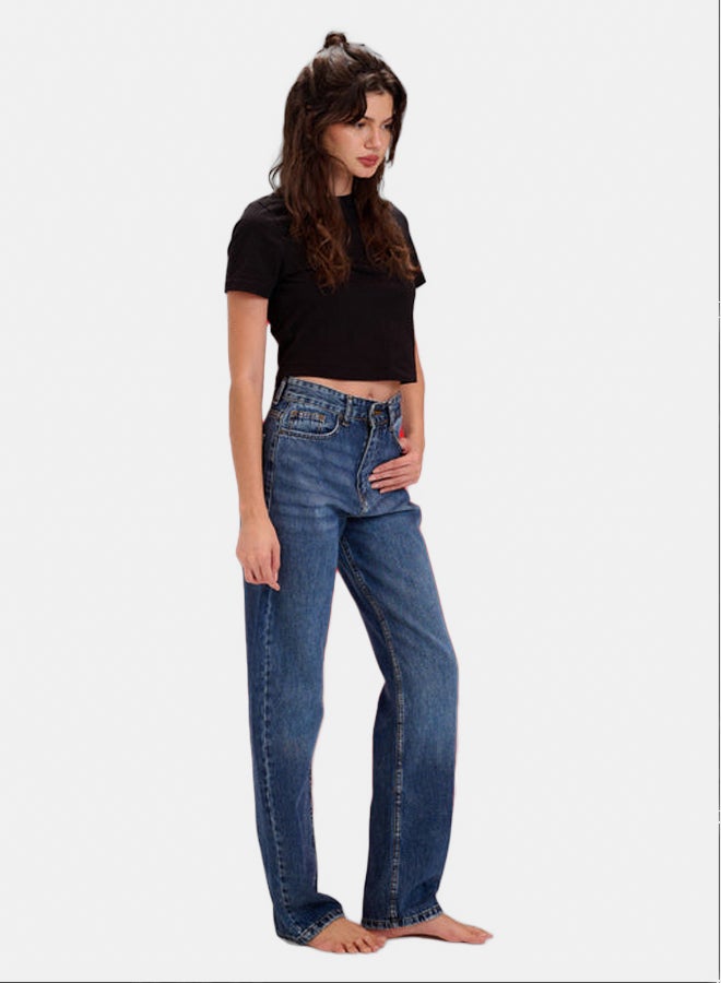 TGS Dark Blue Mid Rise Straight Women Jeans - Image 4