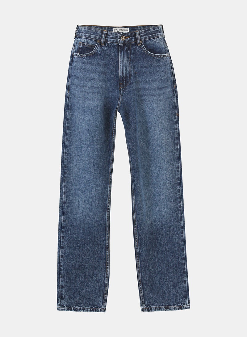 TGS Dark Blue Mid Rise Straight Women Jeans - Image 3