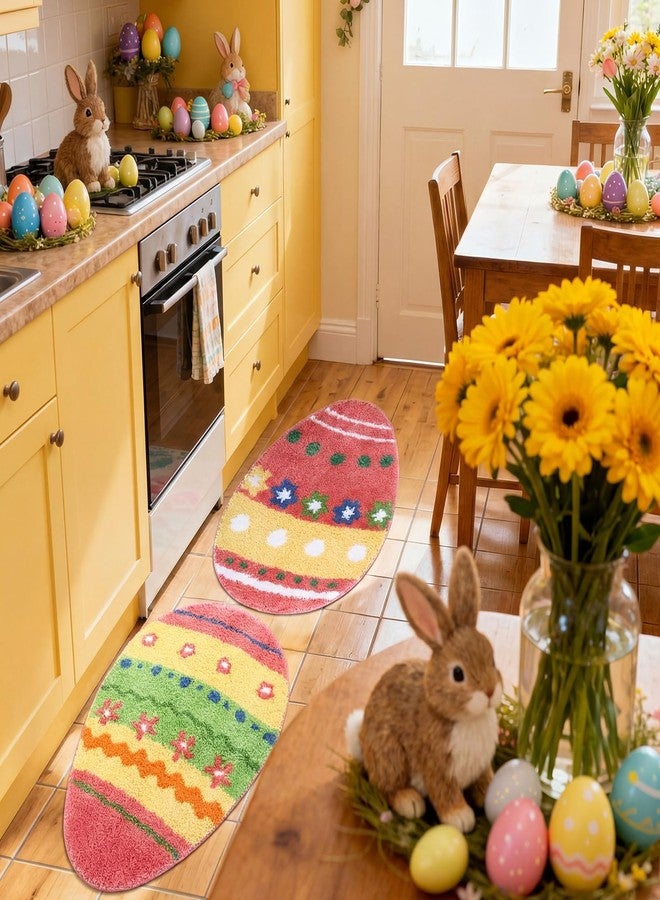 Capoda Easter Bathroom Rug 20 x 28 Inch Colorful Easter Egg Door Mat Non-Slip Washable Soft Spring Welcome Floor Mat for Indoor Outdoor Home Kitchen Bathroom Decor(2 Pcs, Egg) - Image 5