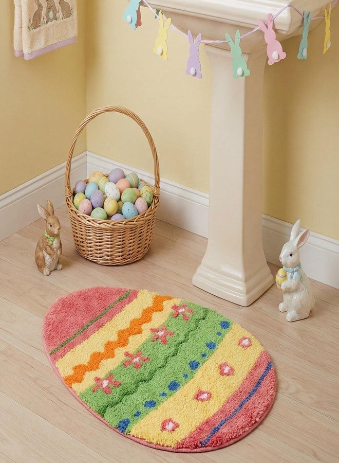 Capoda Easter Bathroom Rug 20 x 28 Inch Colorful Easter Egg Door Mat Non-Slip Washable Soft Spring Welcome Floor Mat for Indoor Outdoor Home Kitchen Bathroom Decor(2 Pcs, Egg) - Image 4