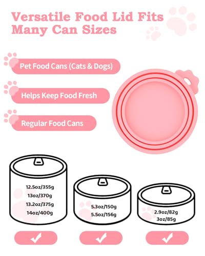 Cfyosnk 6 PCS Cat Food Can Covers Set, Reusable Silicone Can Lids with Opener, Stainless Steel Wet Food Spoon & Cat Treat Squeezer for Pet Feeding and Storage, Fits Cats & Dogs - Image 3