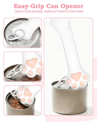 Cfyosnk 6 PCS Cat Food Can Covers Set, Reusable Silicone Can Lids with Opener, Stainless Steel Wet Food Spoon & Cat Treat Squeezer for Pet Feeding and Storage, Fits Cats & Dogs - Image 4