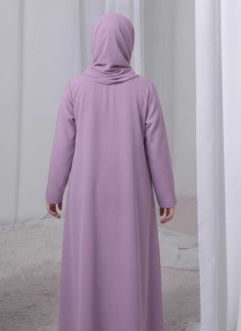 MSquare Fashion Mauve Kids Abaya with Matching Hijab for Girls Korean Nida Fabric Modest Islamic Dress 8 Colors Available - Image 4
