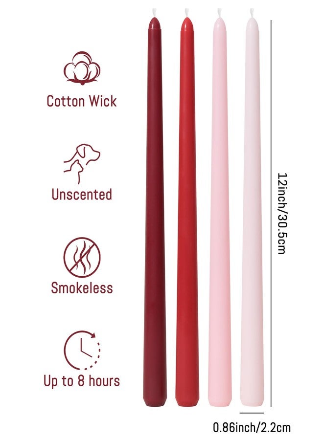 Viyffo Taper Candles 12 Inch Red Set of 20 Unscented, Dripless, Smokeless Long Tall Tapered Candlesticks Wedding Advent Home Decor Dinner Christmas-Natural Color Series - Image 3