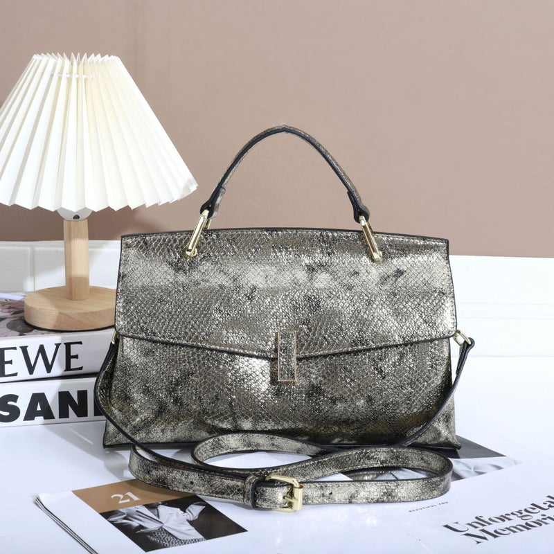 2025 Snake Pattern Shiny Leather Large Capacity Women'S Bag Fashion Shoulder Bag High-End Handbag Popular Live Streaming Organ Bag Light Luxury - Image 3