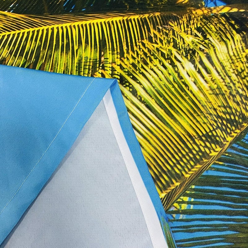 ستائر مشهد شاطئ مقاس 42 × 63 بوصة بحلقات، استوائي، ساحلي، هاواي، أشجار نخيل، صيف، محيط، نمط مطبوع، قماش مقاوم للماء، ستائر نافذة لغرفة النوم وغرفة المعيشة والحمام وغرفة الغسيل، لوحتان. - Image 4