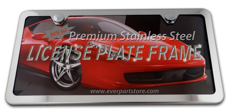 LFPartS 2 Hole Slim Style Polished Stainless Steel License Plate Frame Mirror Finish, Chrome - Image 2