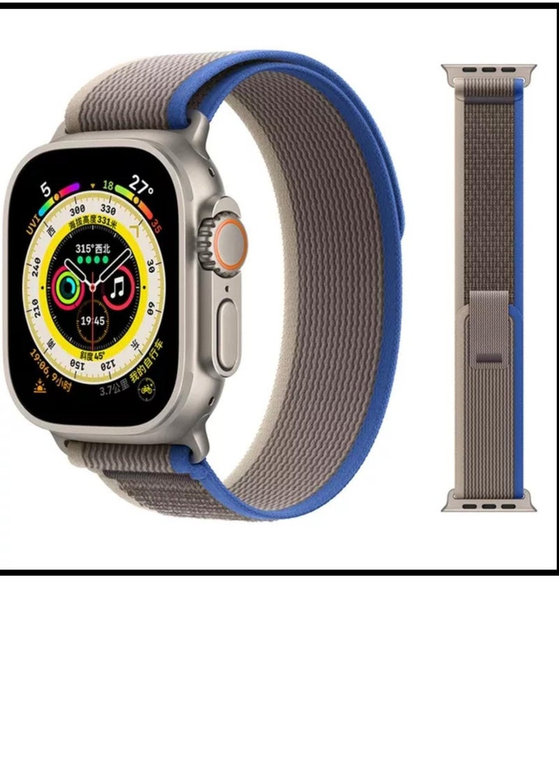 The new Apple Watch bracelet has a wonderful  modern shape  blue color with gray size 49
