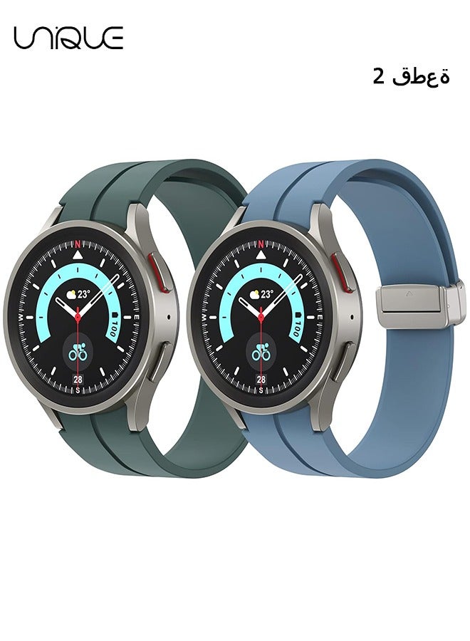 Unique 2 Pack Band Compatible with Samsung Galaxy Watch 5 Pro 45mm/ Galaxy Watch 5 40mm 44mm/ Watch 4 40mm 44mm/ Watch 4 Classic 42mm 46mm, 20mm, No Gap Silicone Replacement Strap with Colorful Buckle