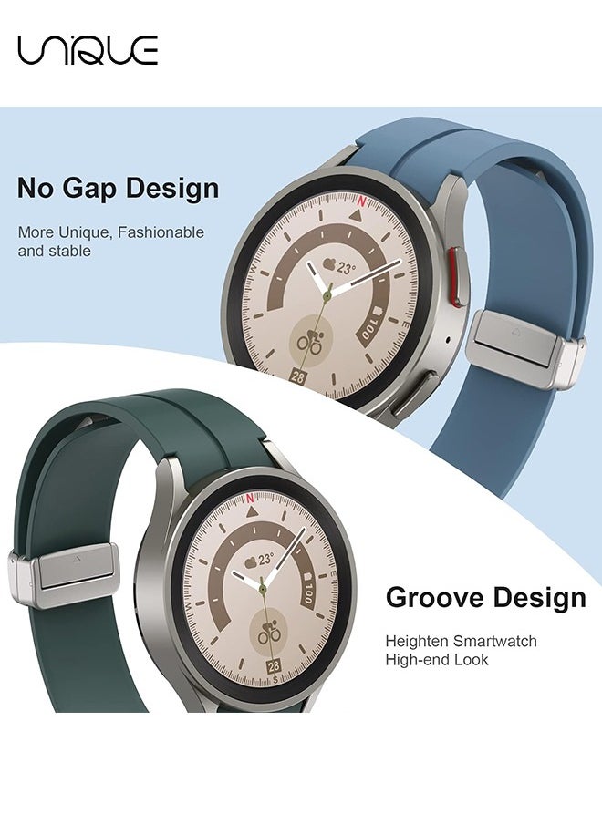 Unique 2 Pack Band Compatible with Samsung  Galaxy Watch 5 Pro 45mm/ Galaxy Watch 5 40mm 44mm/ Watch 4 40mm 44mm/ Watch 4 Classic 42mm 46mm, 20mm, No Gap Silicone Replacement Strap with Colorful Buckle  - Image 4