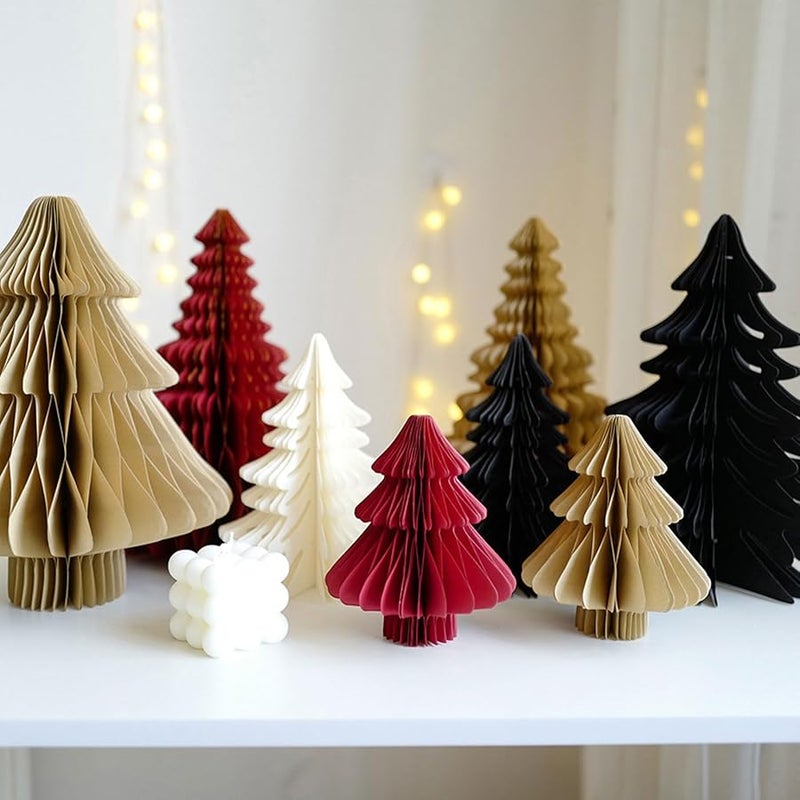 Christmas Holiday Paper Ornaments Handmade Decor Desk Top Tree Festive Home Decor Color A - Image 5