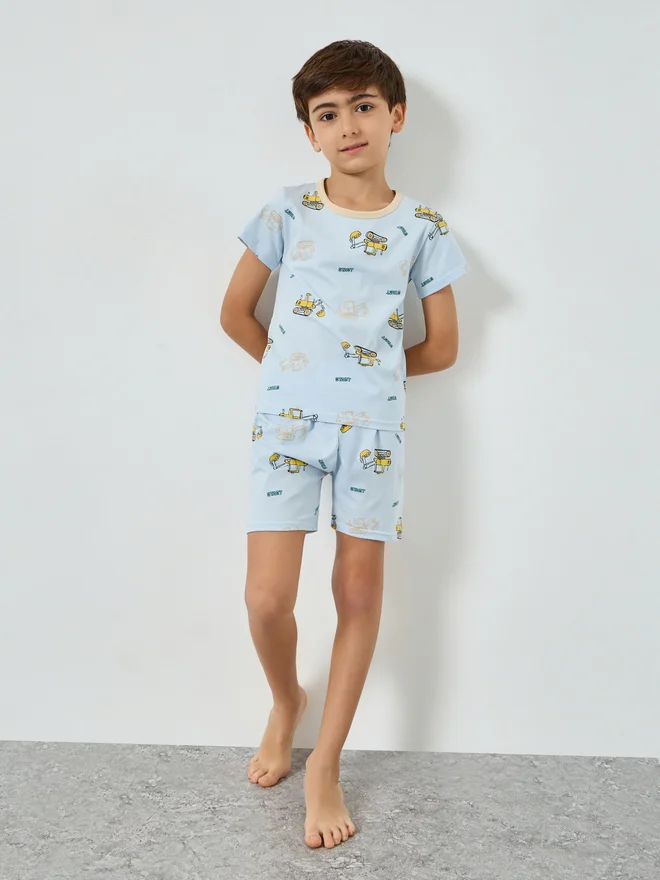 ستايلي Styli Boys Truck Print T-Shirt and Shorts Set