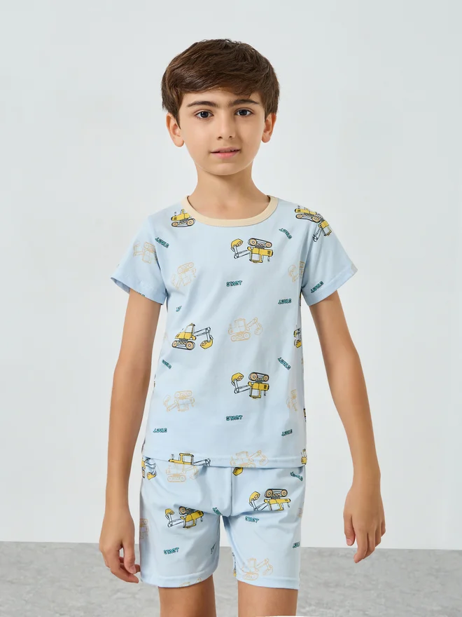 ستايلي Styli Boys Truck Print T-Shirt and Shorts Set