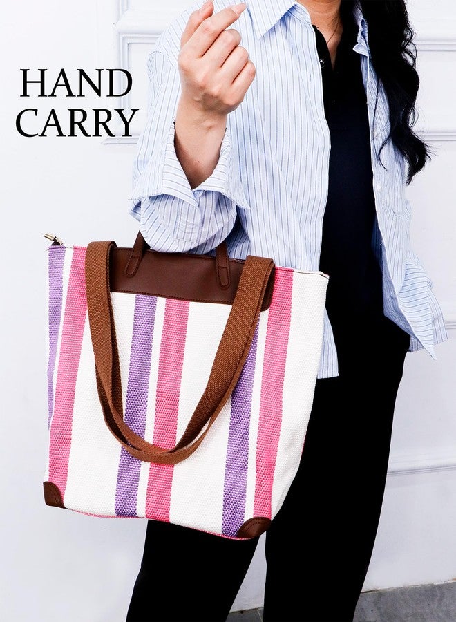 HFLZBRO Large Women's Work Tote Bag - Laptop Compartment,Canvas Shoulder Bag for Office & Daily Use,Tote Bag with Spacious Storage, Purple, Large - Image 3