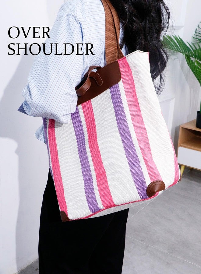 HFLZBRO Large Women's Work Tote Bag - Laptop Compartment,Canvas Shoulder Bag for Office & Daily Use,Tote Bag with Spacious Storage, Purple, Large - Image 4