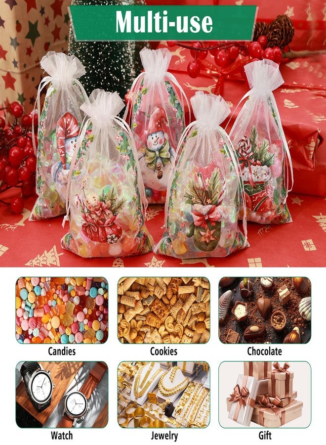 GoClimber 50 Pack Christmas Organza Bags 4x6 inches Mesh Drawstring Small Gift Bags Christmas Goodie Candy Bags for Holiday Party Favors Decoration - Image 4