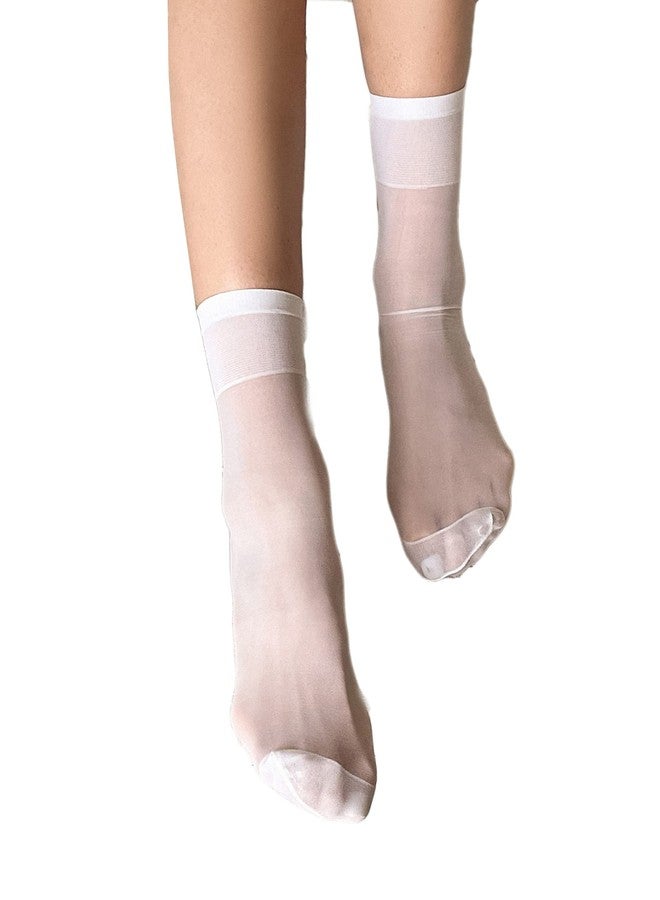 Milumia Women's Mesh Sheer Socks Ankle High Socks White One Size - Image 1