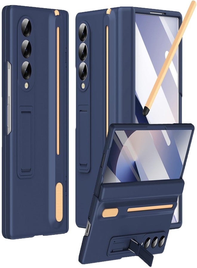 NINKI for Samsung Galaxy Z Fold 3 Case with S Pen Holder and Stylus,Invisible Kickstand Screen Protector Hinge Hard Drop-Proof Stand Phone Cover for Samsung Z fold 3 Case with S Pen Slot - Royal Blue - Image 1