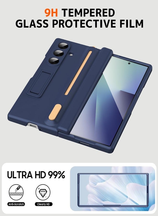 NINKI for Samsung Galaxy Z Fold 3 Case with S Pen Holder and Stylus,Invisible Kickstand Screen Protector Hinge Hard Drop-Proof Stand Phone Cover for Samsung Z fold 3 Case with S Pen Slot - Royal Blue - Image 4