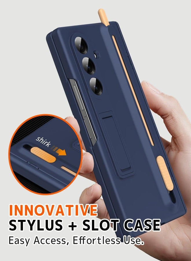 NINKI for Samsung Galaxy Z Fold 3 Case with S Pen Holder and Stylus,Invisible Kickstand Screen Protector Hinge Hard Drop-Proof Stand Phone Cover for Samsung Z fold 3 Case with S Pen Slot - Royal Blue - Image 2