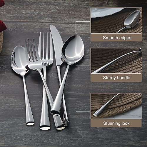 Alata Bailey 20-Piece Forged Silverware Set Stainless Steel Flatware Set,Service for 4,Mirror Polished Cutlery Set,Dishwasher Safe… - Image 3
