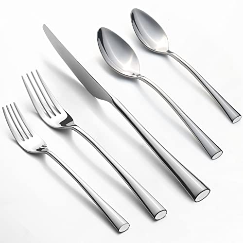 Alata Bailey 20-Piece Forged Silverware Set Stainless Steel Flatware Set,Service for 4,Mirror Polished Cutlery Set,Dishwasher Safe… - Image 1