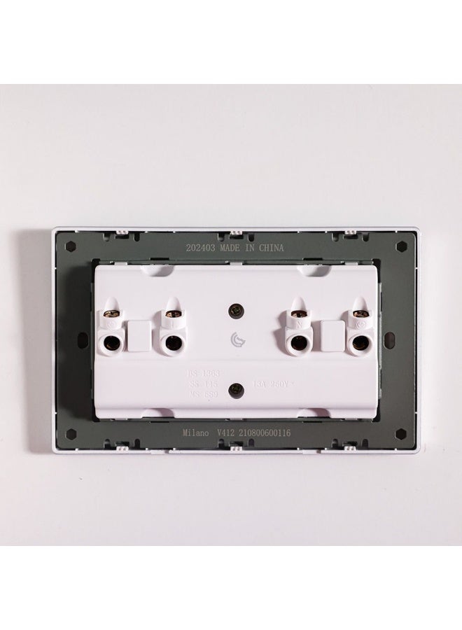 Milano 13A Dual Socket With Neon Electrical Switches Sockets Outlets For Home Appliances Office Hotel Conventional Construction Project Aura Slvr - Image 2