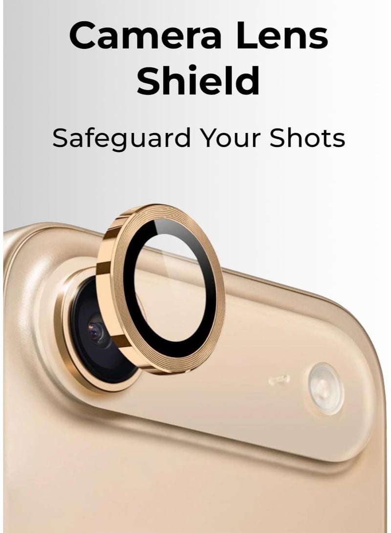 ACLIX Camera Lens Protector for iPhone 17 Air, Full Coverage 9H Tempered Glass Ring Cover, Matte Metal Plate, Case Friendly, 6.5-Inch Display | Light Gold - Image 2