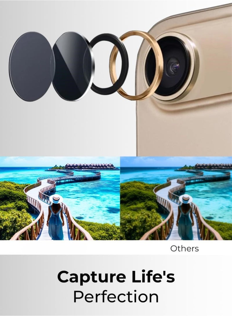 ACLIX Camera Lens Protector for iPhone 17 Air, Full Coverage 9H Tempered Glass Ring Cover, Matte Metal Plate, Case Friendly, 6.5-Inch Display | Light Gold - Image 3