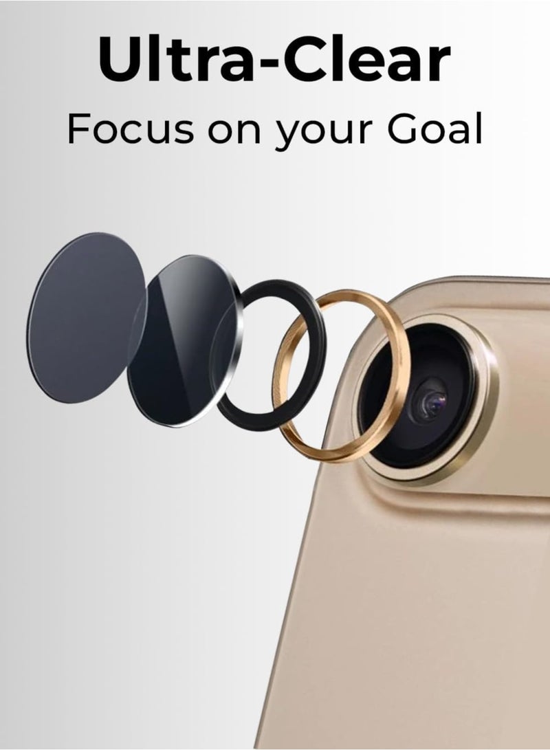 ACLIX Camera Lens Protector for iPhone 17 Air, Full Coverage 9H Tempered Glass Ring Cover, Matte Metal Plate, Case Friendly, 6.5-Inch Display | Light Gold - Image 4