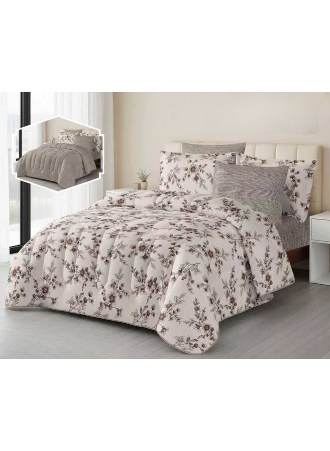 SMART HOME Luxury Summer Hotel Double Bed Set, 6 Pieces – Quilted Comforter Set with Soft Filling – Double Comforter with Fitted Sheet, 2 Pillowcases, and 2 Square Cushion Covers – Cool and Comfortable Summer Bedspread – Elegant Hotel Bedding Set for Bedrooms – Size 250x230 cm – High Quality, Suitable for Everyday Use and Hotels – Made of Microfiber - Image 4