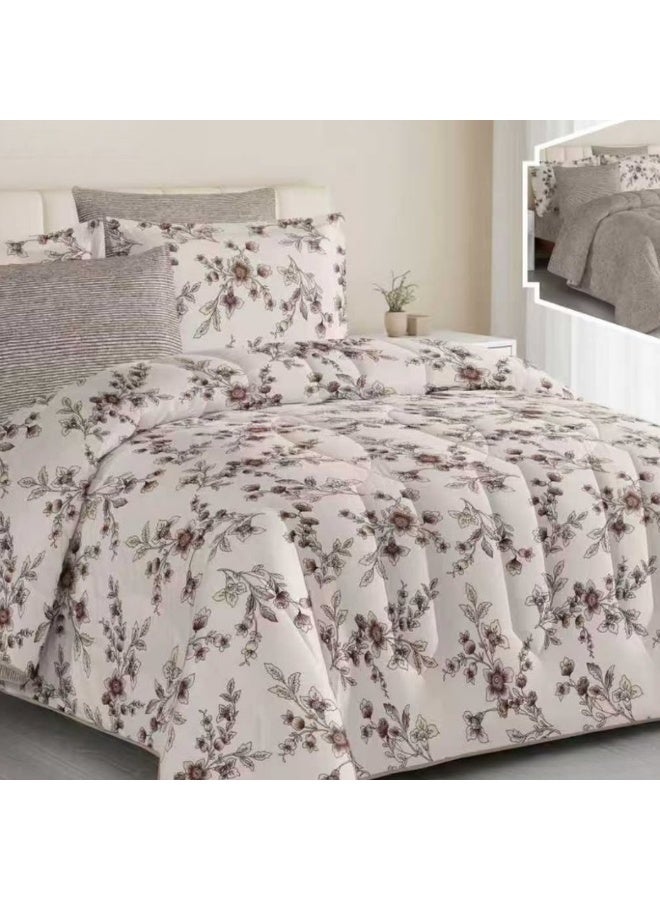 SMART HOME Luxury Summer Hotel Double Bed Set, 6 Pieces – Quilted Comforter Set with Soft Filling – Double Comforter with Fitted Sheet, 2 Pillowcases, and 2 Square Cushion Covers – Cool and Comfortable Summer Bedspread – Elegant Hotel Bedding Set for Bedrooms – Size 250x230 cm – High Quality, Suitable for Everyday Use and Hotels – Made of Microfiber - Image 3