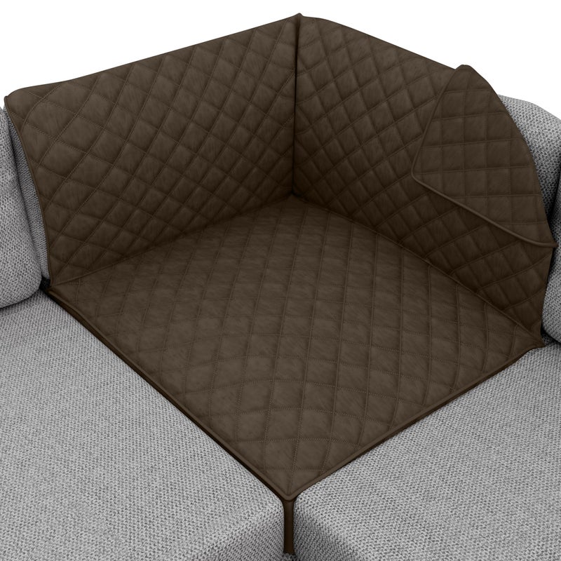 Sofa Shield Patented Sectional Slip Cover Large Cushion Protector Reversible Stain and Dog Tear Resistant Slipcover Quilted Microfiber 30x30in Seat Washable Covers for Dogs Pets Kids Chocolate