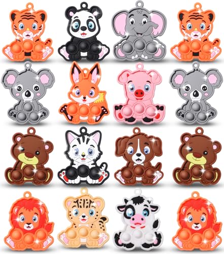 Qinline 24 Pack Easter Gifts for Kids Woodland Animal Pop Fidget Toy with Gift Cards for Boys Girls Bulk Kid Easter Egg Fillers Party Favors School Classroom Prizes Exchange Goodie Bags Stuffers - Image 1