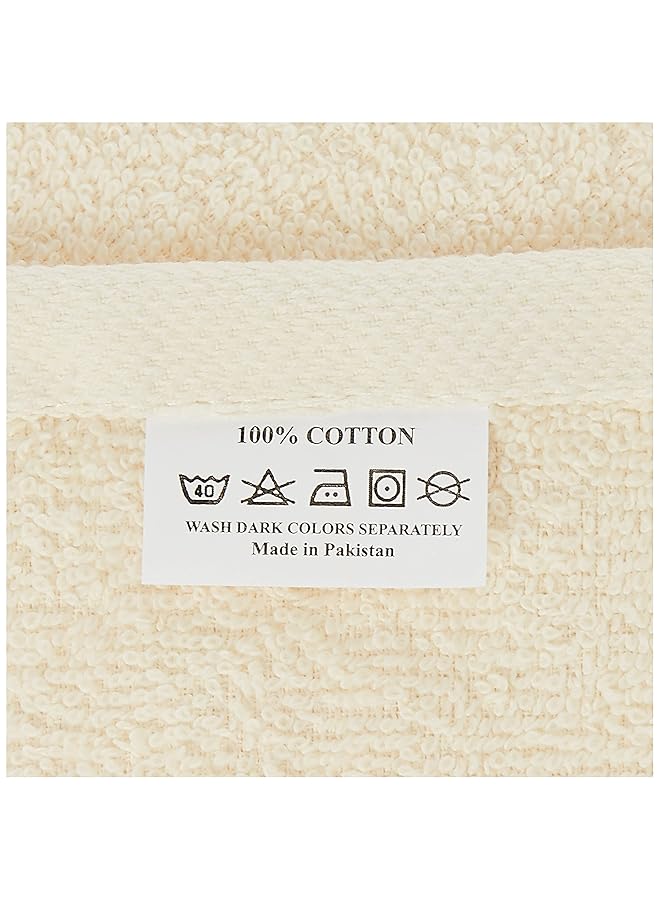 Hotel Linen Klub Princes Terry 100 Percent Cotton 2Pcs Towel Set Super Quick Dry Highly Absorbent Dobby Border Ring Spun Cotton 1Pc Bath Towel 70 X 140 Cm And 1Pc Hand Towel 50 X 90 Cm 480 Gsm Color Cream  - Image 3