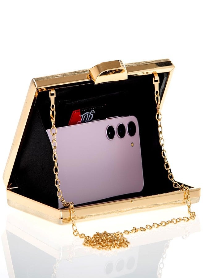 JNB Women's Metallic Material Hard Case Evening Party Clutch,gd50 - Image 5