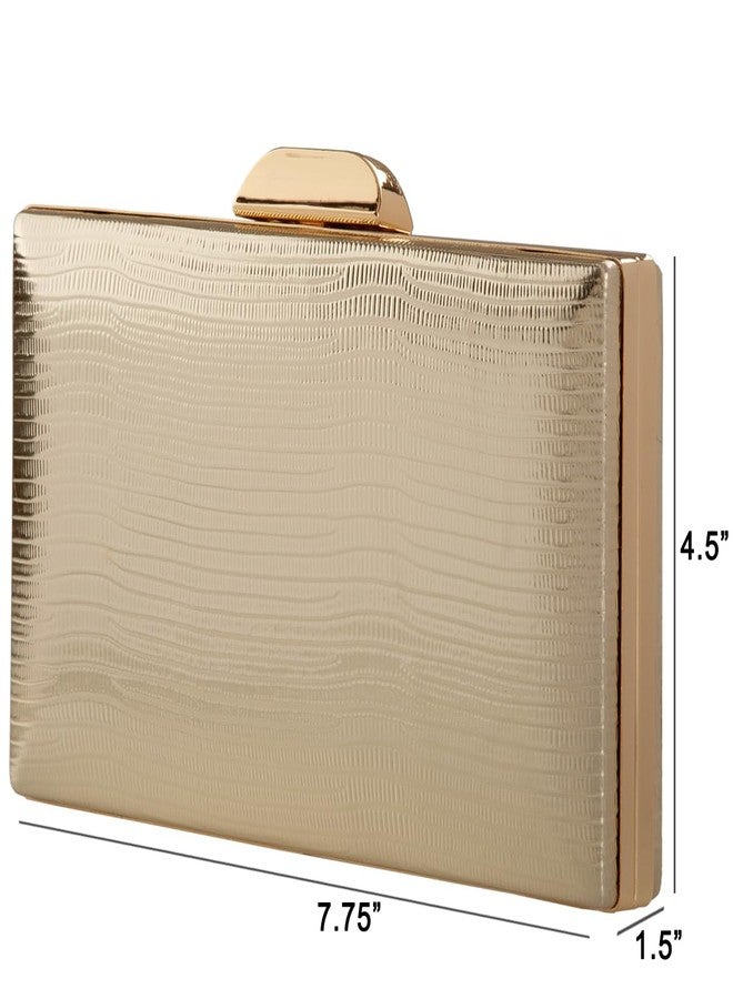 JNB Women's Metallic Material Hard Case Evening Party Clutch,gd50 - Image 3