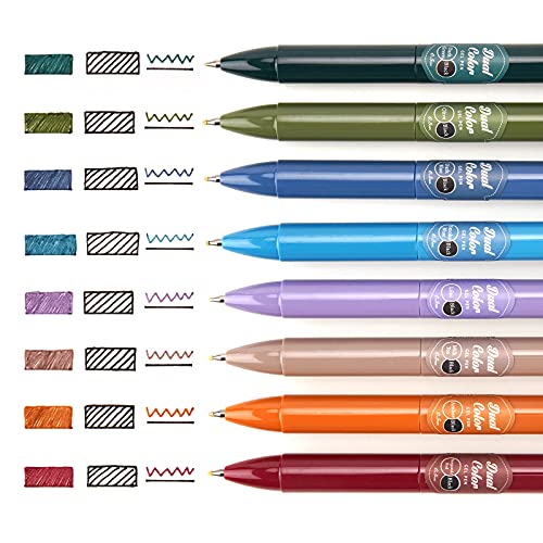 WRITECH أقلام جل قابلة للسحب من WRITECH: أقلام نقر ملونة متعددة الألوان 2 في 1، أقلام نقر ملونة متنوعة 8 قطع، رأس رفيع جداً 0.5 مم، للكتابة اليومية، تدوين الملاحظات، التلوين بدون تسرب أو تلطيخ أو تلطيخ - Image 2