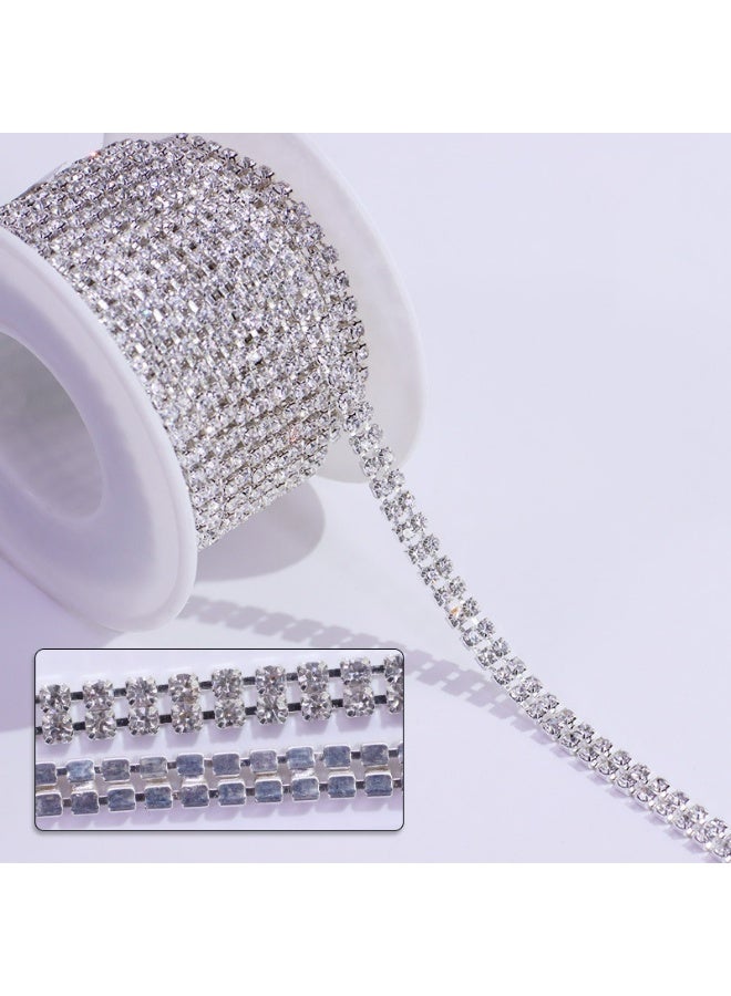 11 Yards Crystal Rhinestone Trim SS16/4.0mm Close Chain Trim for Sewing Crafts, Claw Rhinestone Chain for Ideal Wedding Party DIY Decoration（Silver） - Image 3