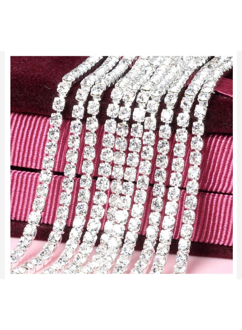 11 Yards Crystal Rhinestone Trim SS16/4.0mm Close Chain Trim for Sewing Crafts, Claw Rhinestone Chain for Ideal Wedding Party DIY Decoration（Silver） - Image 2