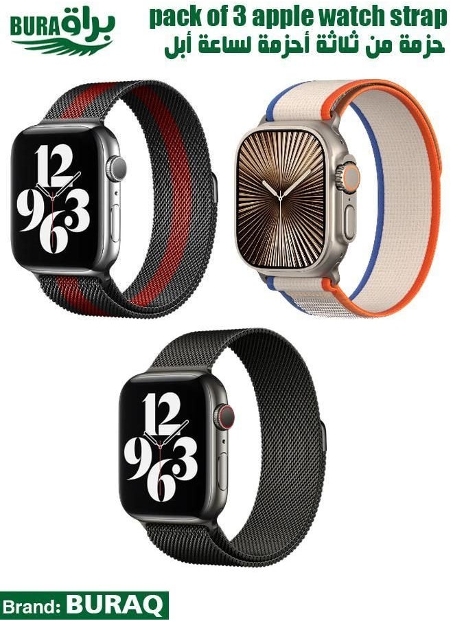 BURAQ - Apple Watch Band Strap For Apple Watch Ultra 2/Ultra 49mm, Series 10 46mm, 9/8/7 45mm, SE2/SE/6/5/4 44mm, 3/2/1 42mm - Image 1