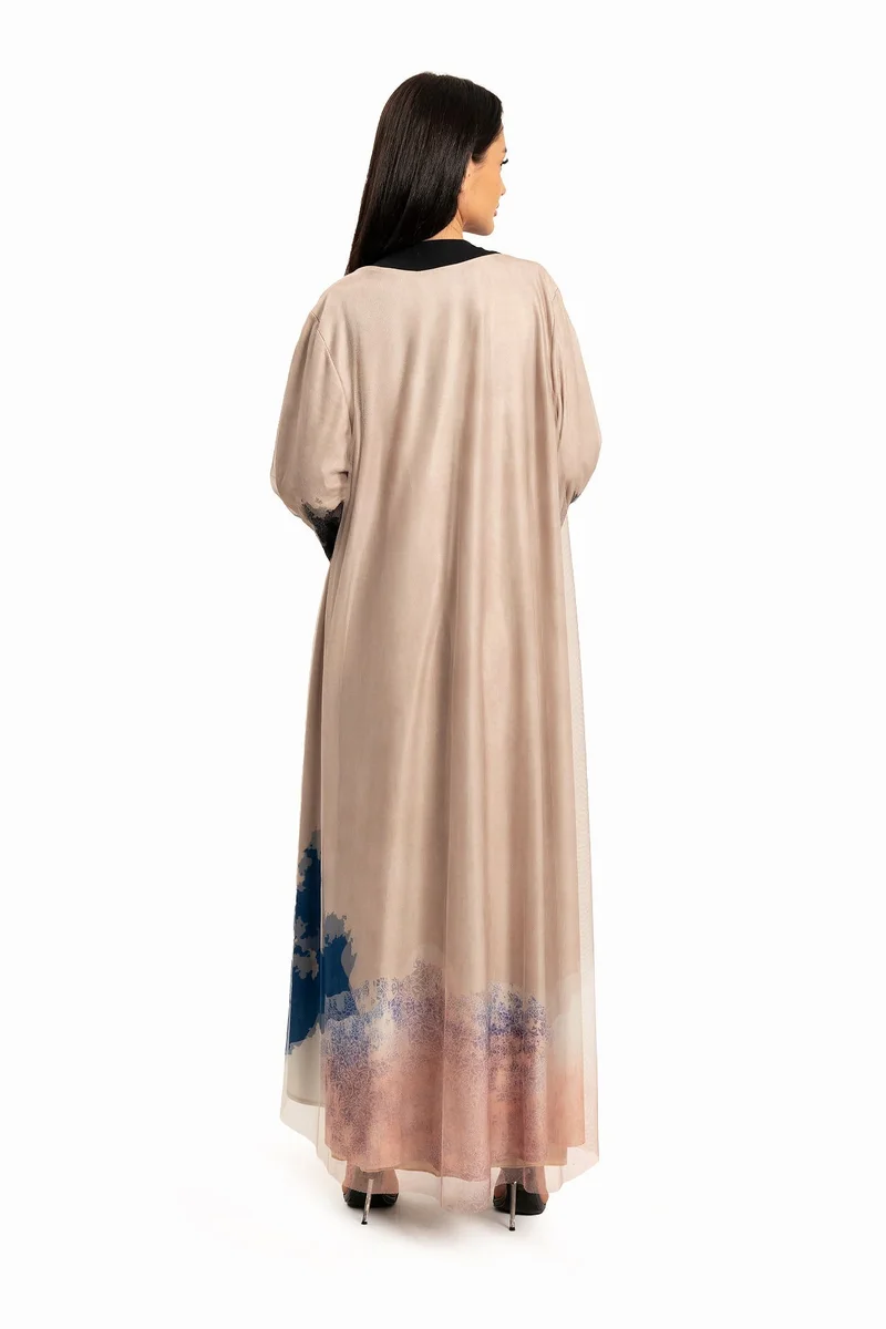 Wecre8 Women Beige with Blue Abstract Motif Kaftan By WECRE8