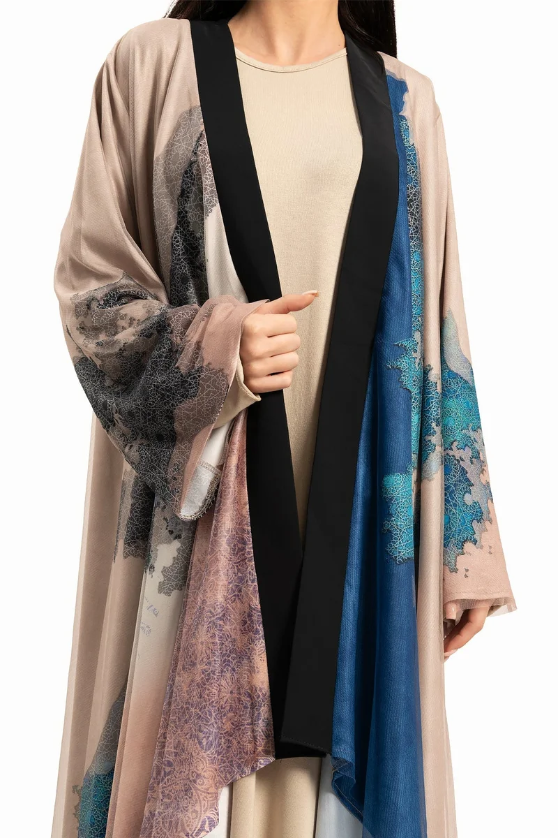 Wecre8 Women Beige with Blue Abstract Motif Kaftan By WECRE8