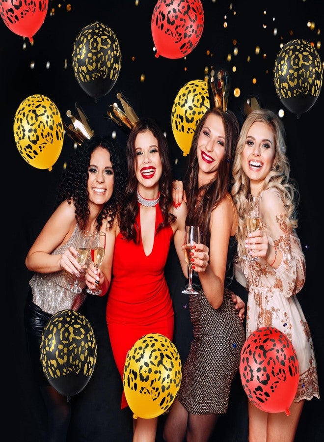 Gejoy 36 Pcs Cheetah Balloons Gold Black Red Leopard Print Balloons 12 Inch Spots Latex Leopard Jungle Animal Decorations for Cheetah Zoo Theme Birthday Party Supplies - Image 4
