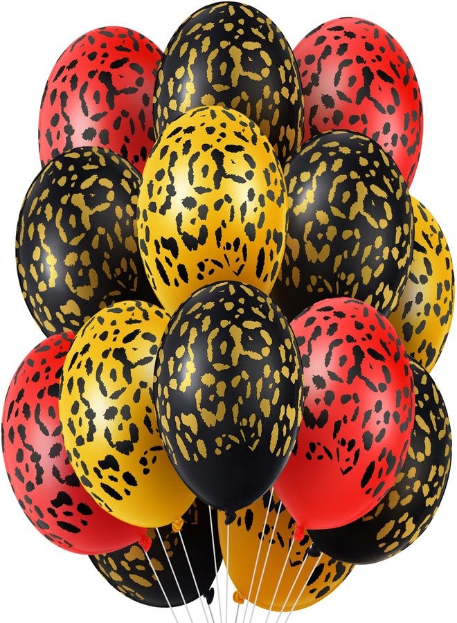 Gejoy 36 Pcs Cheetah Balloons Gold Black Red Leopard Print Balloons 12 Inch Spots Latex Leopard Jungle Animal Decorations for Cheetah Zoo Theme Birthday Party Supplies - Image 1