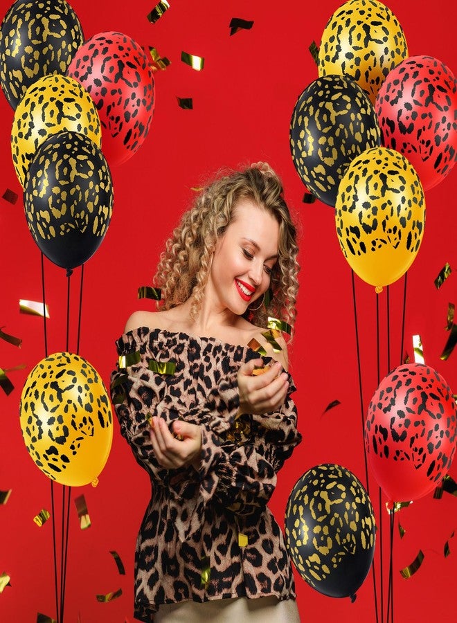 Gejoy 36 Pcs Cheetah Balloons Gold Black Red Leopard Print Balloons 12 Inch Spots Latex Leopard Jungle Animal Decorations for Cheetah Zoo Theme Birthday Party Supplies - Image 3