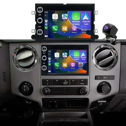 Aitrenlu Radio Upgrade for Ford F150 2004-2008, F250 2006-2016, Ford E150/E250/E350 2009-2014, Expedition 2007-2014, Explorer Escape 7inch Touchscreen Car Stereo Carplay Andriod Auto Backup Camera GPS 5G WiFi - Image 1