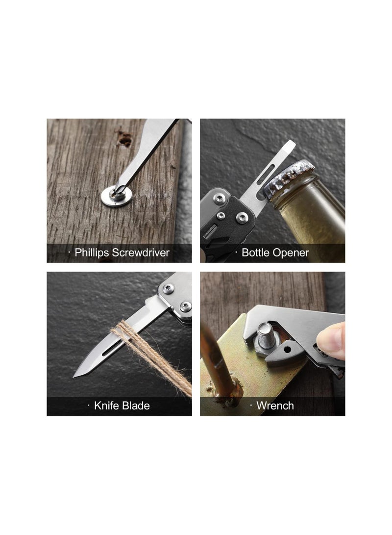 Multitool Wrench, with 9 Different Sizes of Screwdriver Bits, Phillips Screwdriver, Portable Folding Multifunctional Adjustable Multi Purpose Stainless Steel Tool for Camping, Fishing, Hiking